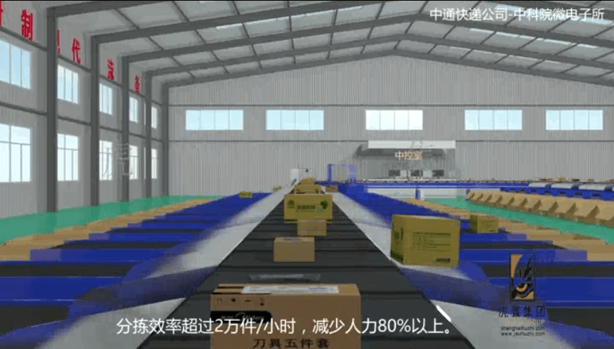 快递包裹分拣系统动画演示3d产线动画制作